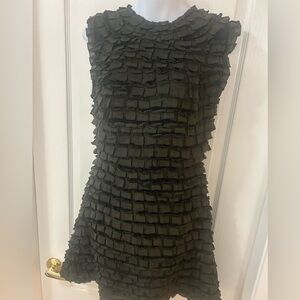 Sandro Black Ruffle Mini Dress